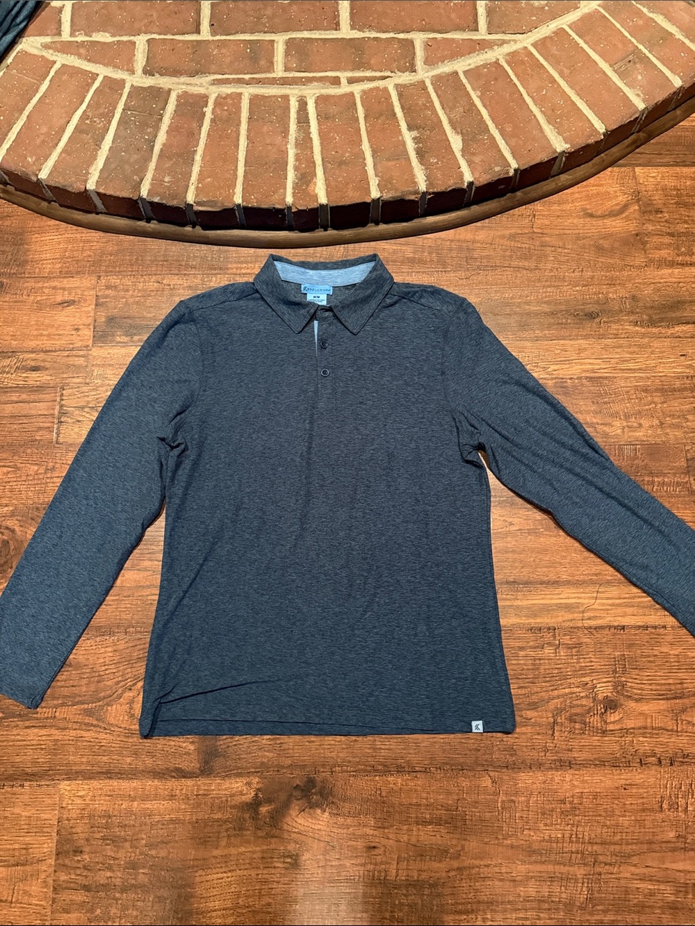 Men's Long-Sleeve Gold Polo Shirt - Blue Heather